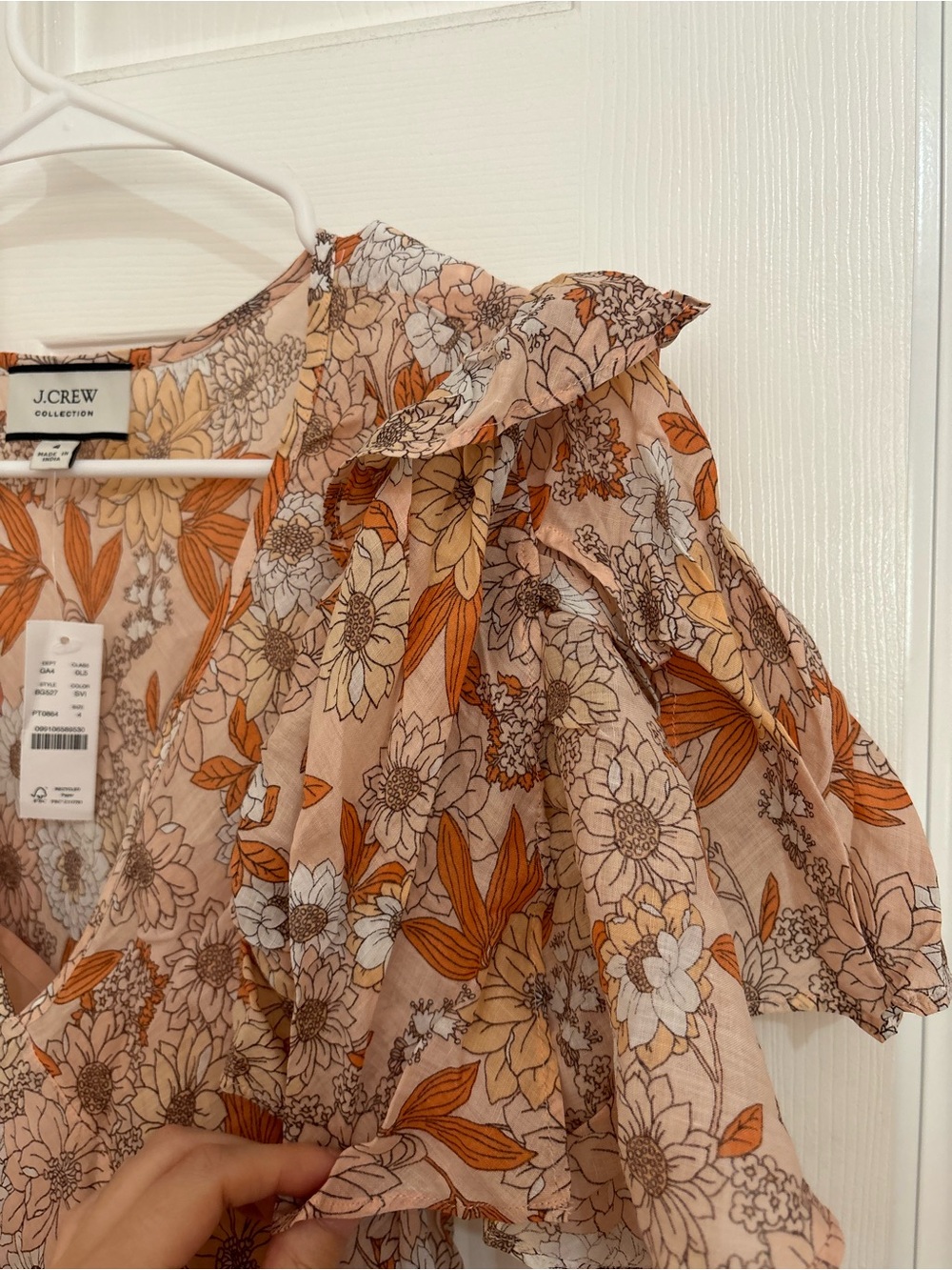 NWT J. Crew Collection Floral Maxi Dress - Peachy Orange with Flowers - Picture 4 of 6
